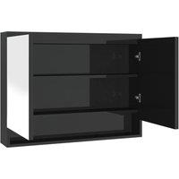 Berkfield Home Bathroom Mirror Cabinet 80x15x60 cm MDF Shining Black | Size: 80 x 15 x 60 cm