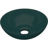 Berkfield Home Bathroom Sink Ceramic Dark Green Round