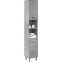 Berkfield Home Bathroom Cabinet Concrete Grey 30x30x179 cm Engineered Wood | Size: 30 x 30 x 179 cm