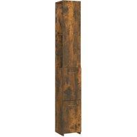 Berkfield Home Bathroom Cabinet Smoked Oak 25x26.5x170 cm Engineered Wood in Brown