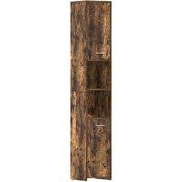 Berkfield Home Bathroom Cabinet Smoked Oak 30x30x183.5 cm Engineered Wood in Brown