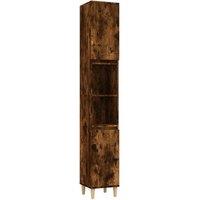 Berkfield Home Bathroom Cabinet Smoked Oak 30x30x190 cm Engineered Wood in Brown | Size: 30 x 30 x 190 cm