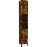 Berkfield Home Bathroom Cabinet Smoked Oak 30x30x190 cm Engineered Wood in Brown | Size: 30 x 30 x 190 cm