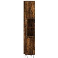 Berkfield Home Bathroom Cabinet Smoked Oak 30x30x190 cm Engineered Wood in Brown | Size: 30 x 30 x 190 cm