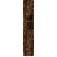 Berkfield Home Bathroom Cabinet Smoked Oak 32x25.5x190 cm Engineered Wood in Brown
