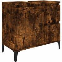 Berkfield Home Bathroom Cabinet Smoked Oak 65x33x60 cm Engineered Wood in Brown | Size: 65 x 33 x 60 cm