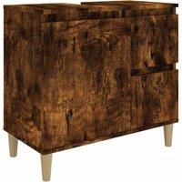 Berkfield Home Bathroom Cabinet Smoked Oak 65x33x60 cm Engineered Wood in Brown | Size: 65 x 33 x 60 cm