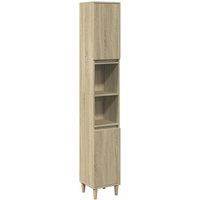 Berkfield Home Bathroom Cabinet Sonoma Oak 30x30x190 cm Engineered Wood in Light Brown | Size: 30 x 30 x 190 cm