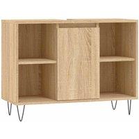 Berkfield Home Bathroom Cabinet Sonoma Oak 80x33x60 cm Engineered Wood in Light Tan | Size: 80 x 33 x 60 cm