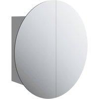 Berkfield Home Bathroom Cabinet with Round Mirror&LED Grey 40x40x17.5 cm