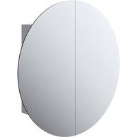 Berkfield Home Bathroom Cabinet with Round Mirror&LED Grey 54x54x17.5 cm