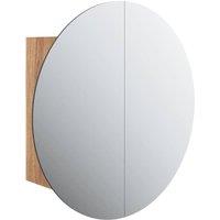 Berkfield Home Bathroom Cabinet with Round Mirror&LED Oak 47x47x17.5 cm in Brown