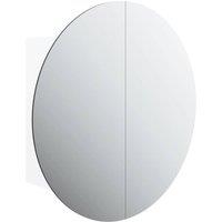 Berkfield Home Bathroom Cabinet with Round Mirror&LED White 47x47x17.5 cm