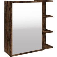 Berkfield Home Bathroom Mirror Cabinet Smoked Oak 62.5x20.5x64cm Engineered Wood in Brown | Size: 62.5x20.5x64 cm