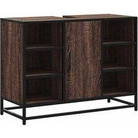 Berkfield Home Bathroom Sink Cabinet Brown Oak 80x33x60 cm Engineered Wood | Size: 80 x 33 x 60 cm