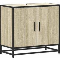 Berkfield Home Bathroom Sink Cabinet Sonoma Oak 65x33x60 cm Engineered Wood in Tan | Size: 65 x 33 x 60 cm