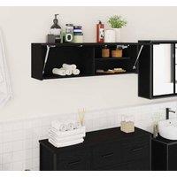 Berkfield Home Bathroom Wall Cabinet Black 100x25x30 cm Engineered Wood | Size: 100 x 25 x 30 cm
