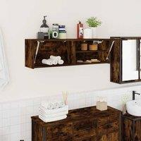 Berkfield Home Bathroom Wall Cabinet Smoked Oak 100x25x30 cm Engineered Wood in Brown | Size: 100 x 25 x 30 cm