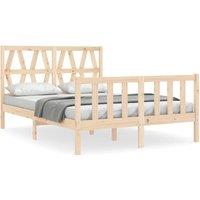 Berkfield Home Bed Frame with Headboard 140x190 cm Solid Wood in Natural
