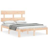 Berkfield Home Bed Frame with Headboard 140x200 cm Solid Wood in Natural
