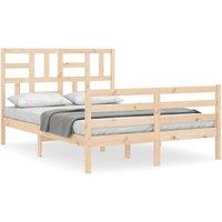 Berkfield Home Bed Frame with Headboard 140x200 cm Solid Wood in Natural