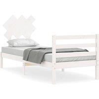 Berkfield Home Bed Frame with Headboard White Single Solid Wood