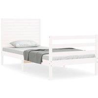 Berkfield Home Bed Frame with Headboard White Single Solid Wood