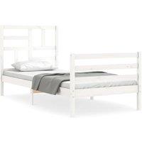 Berkfield Home Bed Frame with Headboard White Single Solid Wood