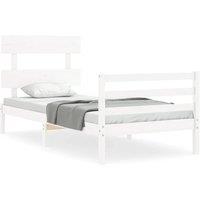 Berkfield Home Bed Frame with Headboard White Single Solid Wood