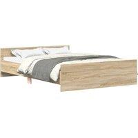 Berkfield Home Bed Frame with Headboard & Footboard Sonoma Oak 120x200 cm in Light Oak | Size: Small Double