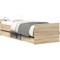 Berkfield Home Bed Frame with Drawer Frame Grey Sonoma 75x190 cm Small Single in Light Oak