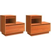 Berkfield Home Bedside Cabinet 2 pcs Wax brown 60 x 34 x 51 cm Solid pinewood
