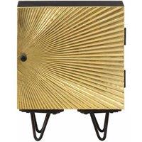 Berkfield Home Bedside Cabinet with Brass Front 40x30x50 cm Solid Mango Wood in Black | Size: 40 x 30 x 50 cm