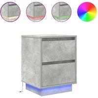 Berkfield Home Bedside Cabinet with LED Lights Concrete Grey 38x34x50 cm | Size: 38 x 34 x 50 cm
