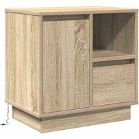 Berkfield Home Bedside Cabinet with LED Sonoma Oak 50x34, 5x50 cm in Tan