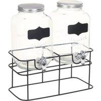 Berkfield Home Beverage Dispensers 2 pcs with Stand 2 x 4 L Glass in Black