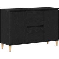 Berkfield Home Black Oak Sideboard - 101x35x60 cm - Made of Engineered Wood | Size: 101 x 35 x 60 cm