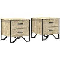 Berkfield Home Bedside Cabinets 2 pcs Sonoma Oak 40x41x40 cm Engineered Wood in Light Tan | Size: 40 x 41 x 40 cm