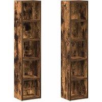 Berkfield Home CD Cabinets 2 pcs Smoked Oak 21x16x93.5 cm Engineered Wood in Brown