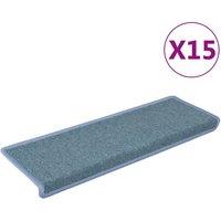 Berkfield Home Carpet Stair Treads 15 pcs 65x21x4 cm Blue | Size: Medium
