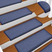 Berkfield Home Carpet Stair Treads 15 pcs 65x21x4 cm Blue | Size: Medium