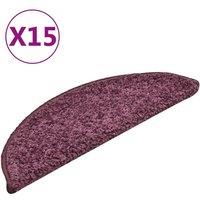 Berkfield Home Carpet Stair Treads 15 pcs Dark Purple 56x17x3 cm | Size: Medium
