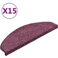 Berkfield Home Carpet Stair Treads 15 pcs Dark Purple 65x21x4 cm | Size: Medium