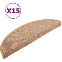 Berkfield Home Carpet Stair Treads 15 pcs Light Brown 65x21x4 cm | Size: Medium