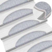 Berkfield Home Carpet Stair Treads 15 pcs Light Grey 56x17x3 cm | Size: Medium