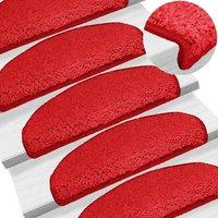 Berkfield Home Carpet Stair Treads 15 pcs Red 65x21x4 cm | Size: Medium