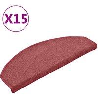Berkfield Home Carpet Stair Treads 15 pcs Red 65x24x4 cm | Size: Medium