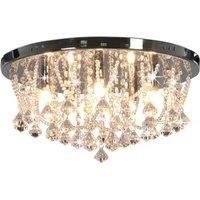 Berkfield Home Ceiling Lamp with Crystal Beads Silver Round 4 x G9 Bulbs