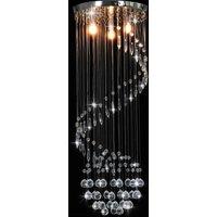 Berkfield Home Ceiling Lamp with Crystal Beads Silver Spiral G9