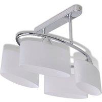 Berkfield Home Ceiling Lamp with Ellipsoid Glass Shades for 4 E14 Bulbs in White